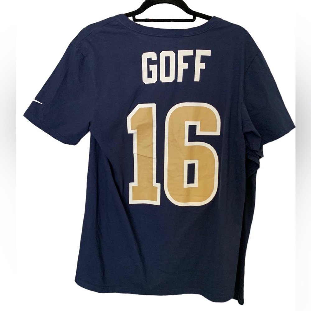 Nike Men’s LA RAMS #16 GOFF Graphic T-Shirt, blue size Medium